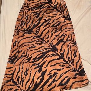 Tiger print silk maxi skirt